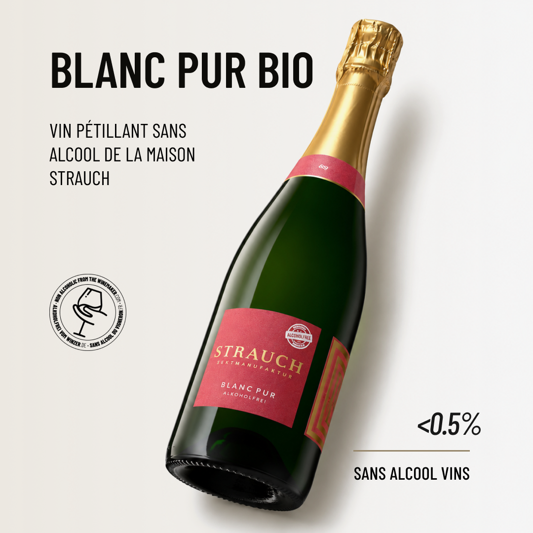 BLANC PUR BIO: vin pétillant sans alcool de la Maison Strauch