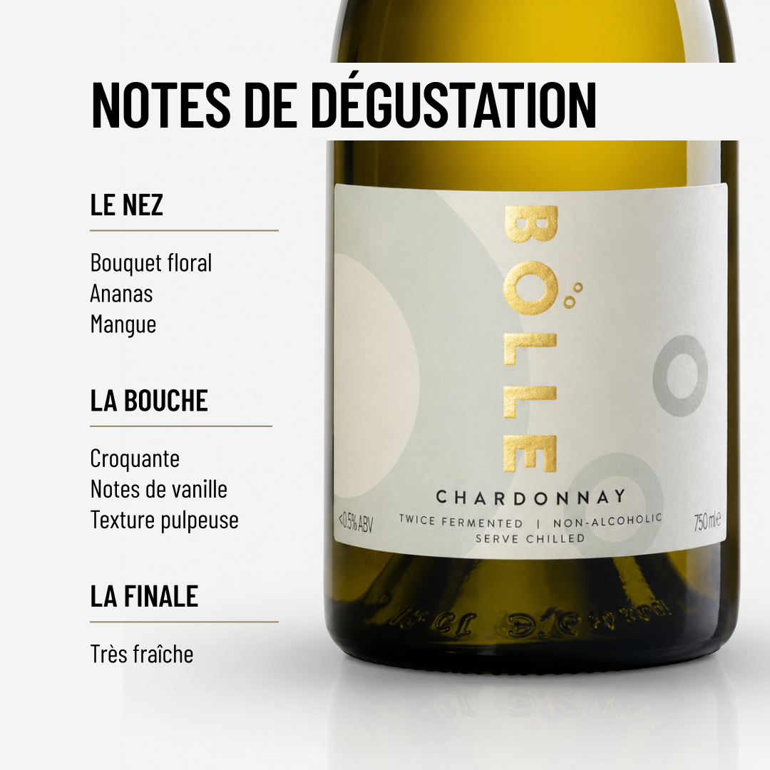 BOLLE CHARDONNAY: une bouche croquante, une rondeur fruitée.