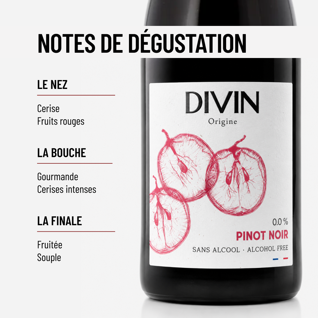 DIVIN Pinot Noir: les saveurs fruitées d'un pinot sans alcool.