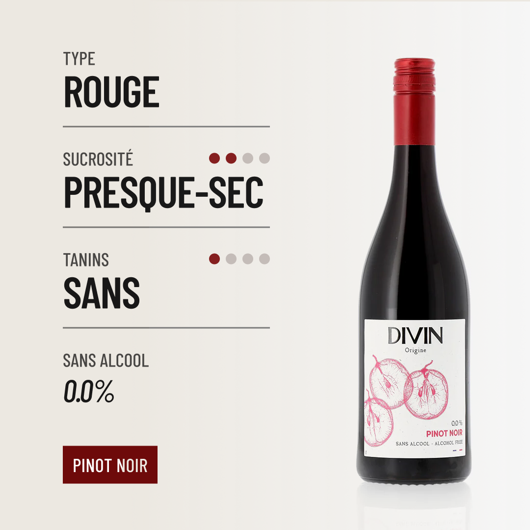 DIVIN Pinot Noir: les saveurs fruitées d'un pinot sans alcool.