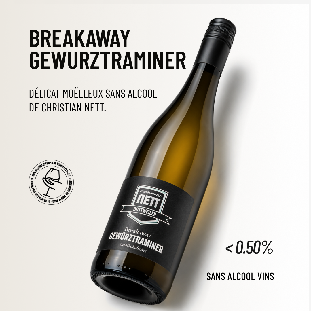 BREAKAWAY GEWURZTRAMINER: délicat moëlleux sans alcool de Christian Nett.