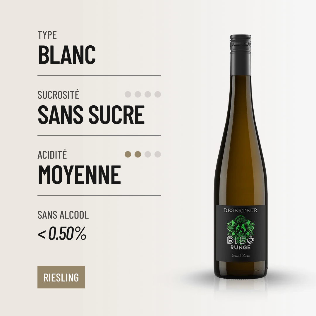 DESERTEUR GRAND ZERO RIESLING: un grand vin blanc de gastronomie, sans-alcool!