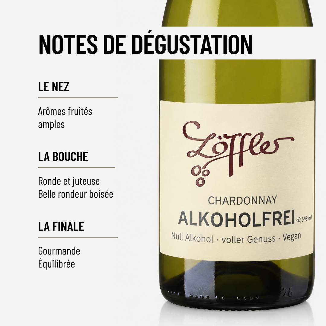 NULL ALKOHOL CHARDONNAY: toute la rondeur généreuse du cépage Chardonnay.