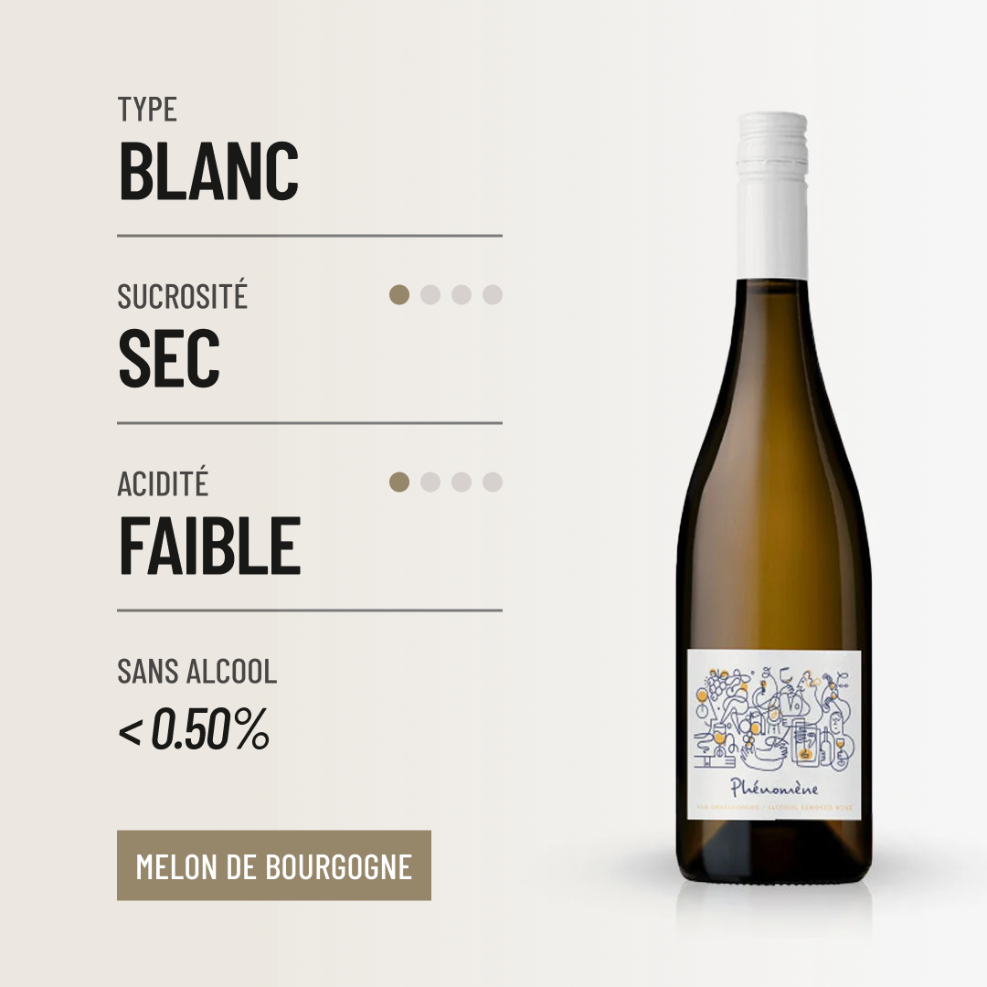 PHÉNOMÈNE: notre premier vin désalcoolisé du cépage qu'on adore dans cette belle région: le Melon!