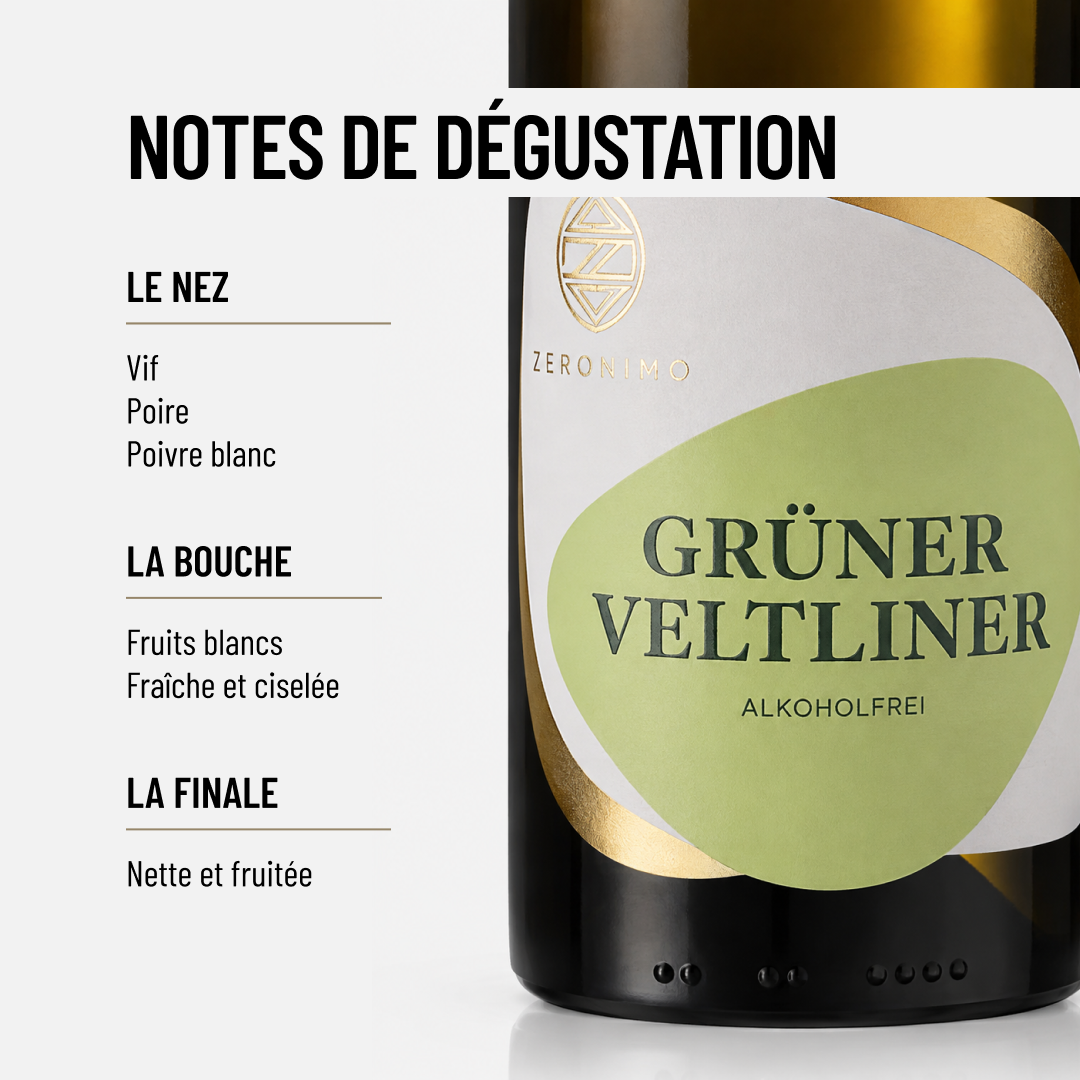 ZERONIMO GRÜNER VELTLINER 0,375: le cépage iconique autrichien sans alcool, en demi-bouteille!