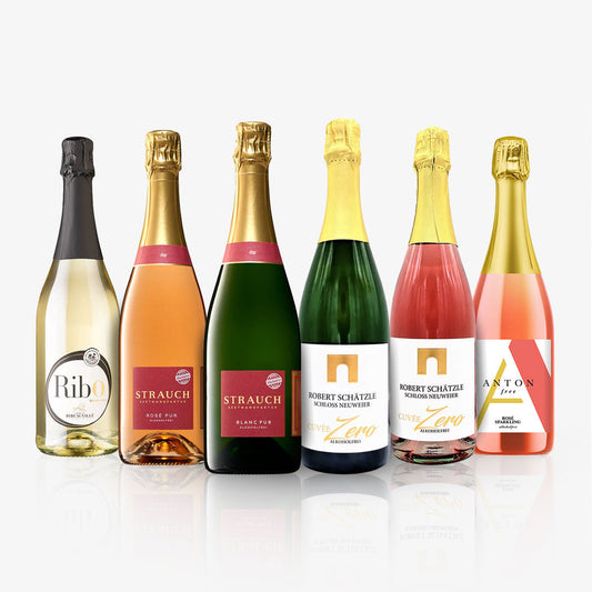 Die grosse Sparkling Kollektion besteht aus 6 Flaschen alkoholfreien Schaumwein.